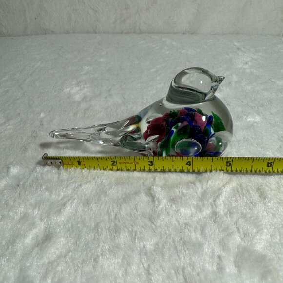 Handcrafted Joe St. Clair Art Glass Bird Figurine With Multicolored Swirls - Picture 8 of 8